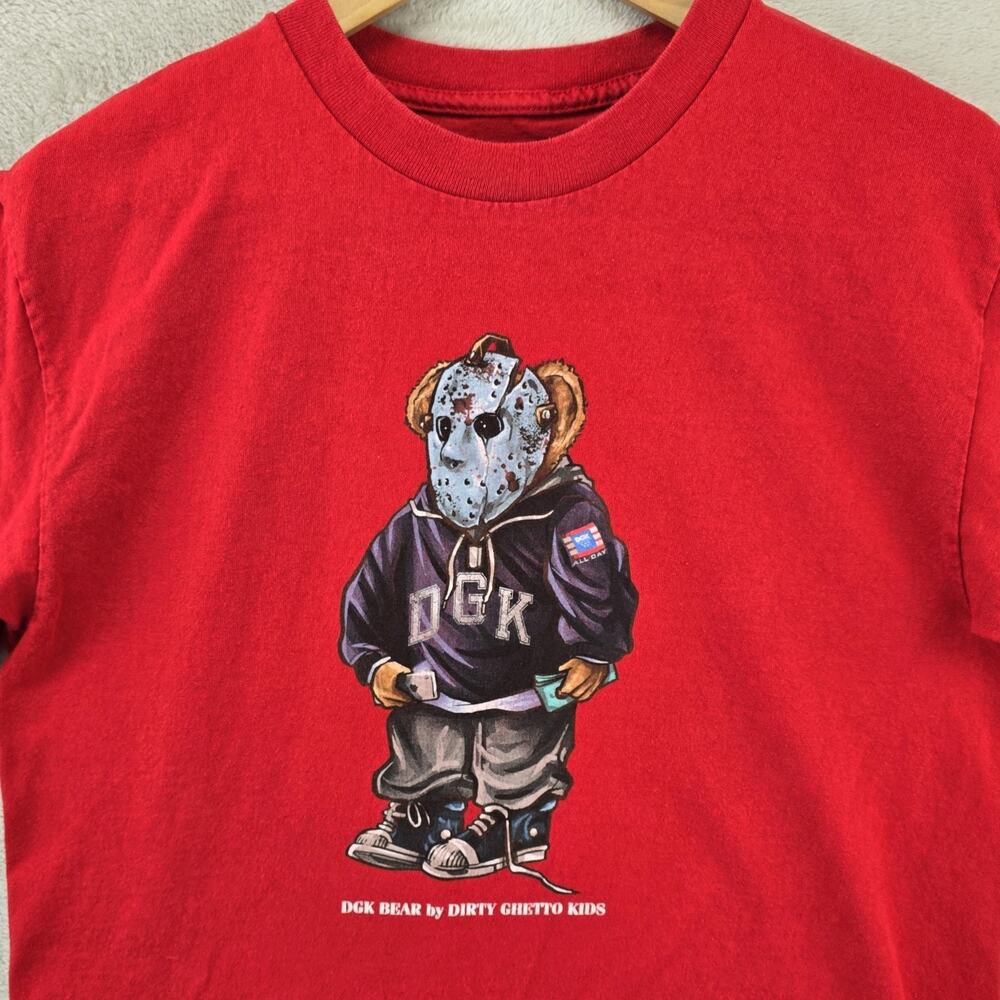 DGK Dirty Ghetto Kids Jason Polo Bear Shirt Mens Medium Red‎ Skater Streetwear